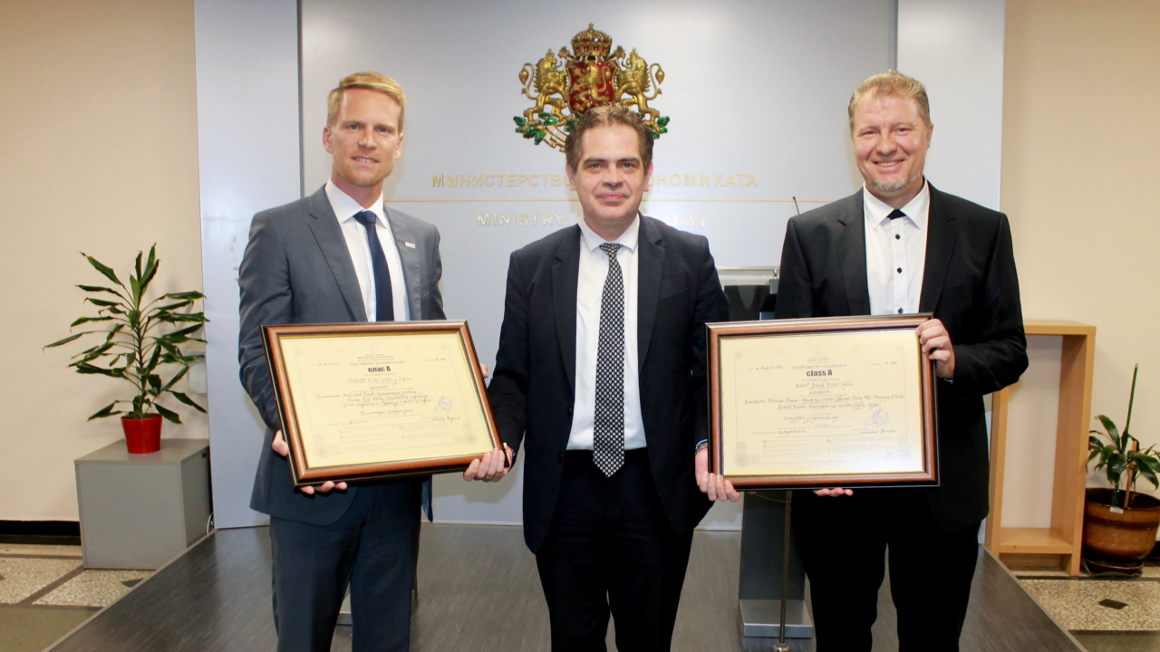 Bosch Engineering Center Sofia received a Class A Investor certificate